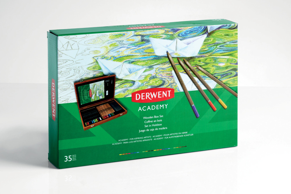 Set Complet Desen 35 Buc Cutie Lemn Derwent Academy