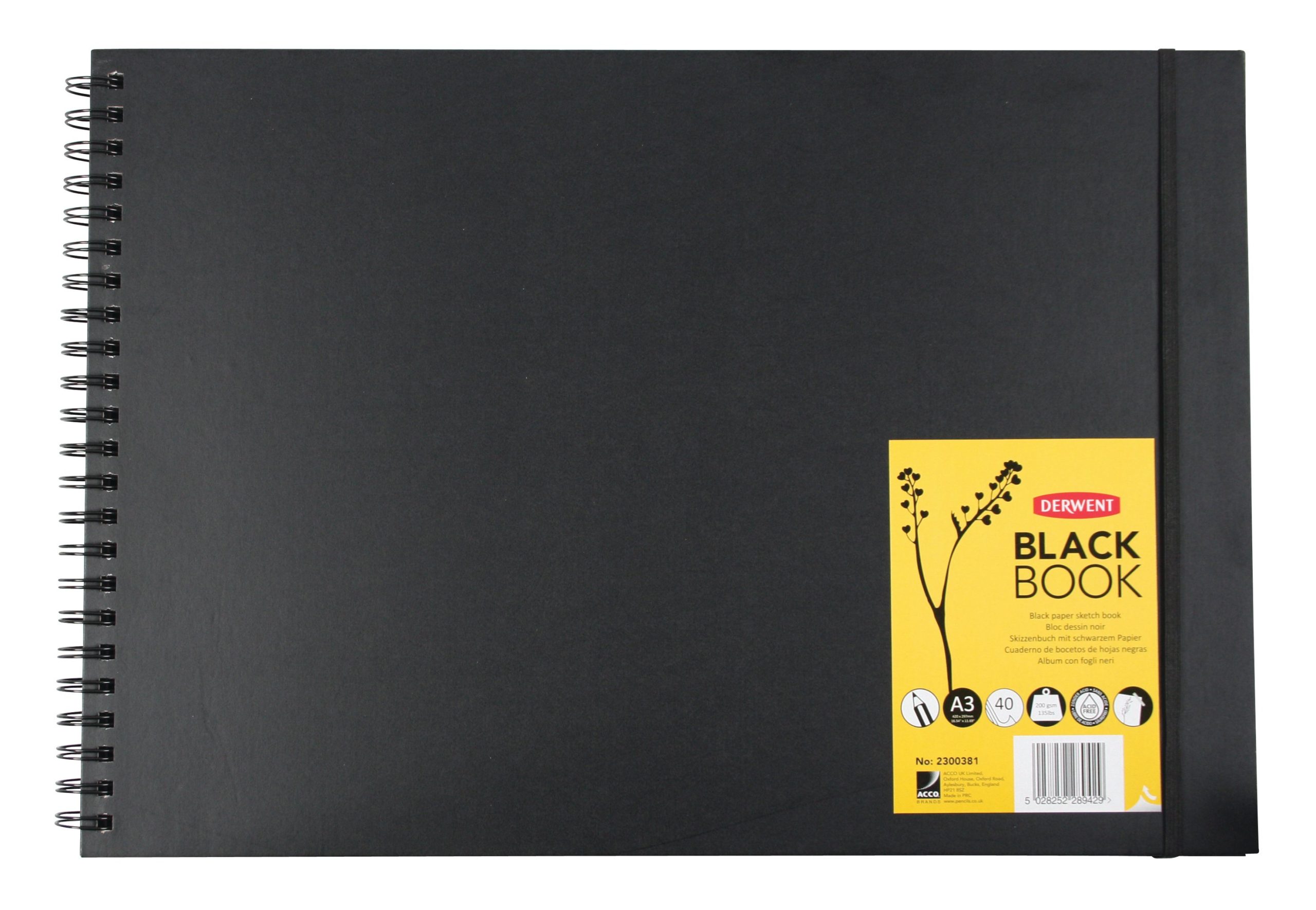 Caiet Spira Pentru Schite Si Desen A3 40 File 200g Hartie Neagra Professional Derwent