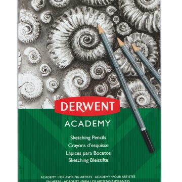 Set 12 Buc Creioane Grafit 6B-5H Cutie Metal Derwent Academy