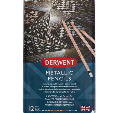 Creioane Colorate 12 Culori Metalizate Professional Derwent