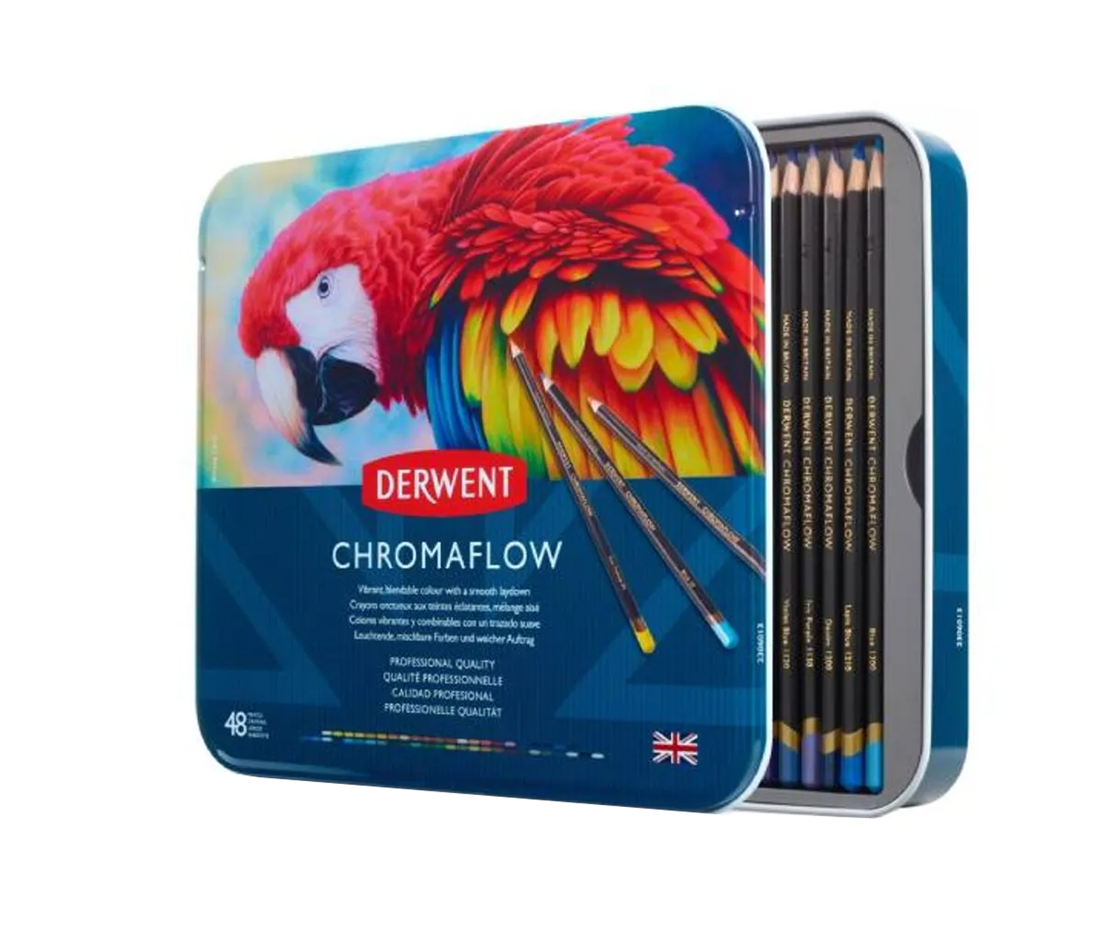 Creioane Colorate 48 Culori Cutie Metal Professional Cromaflow Derwent