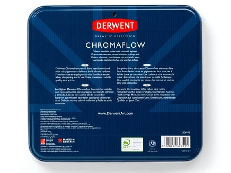 Creioane Colorate 48 Culori Cutie Metal Professional Cromaflow Derwent
