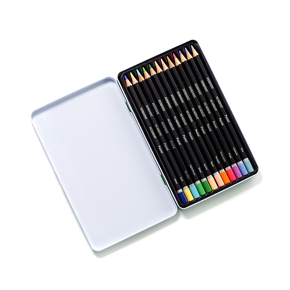 Creioane Colorate 12 Culori Cutie Metal Derwent Academy