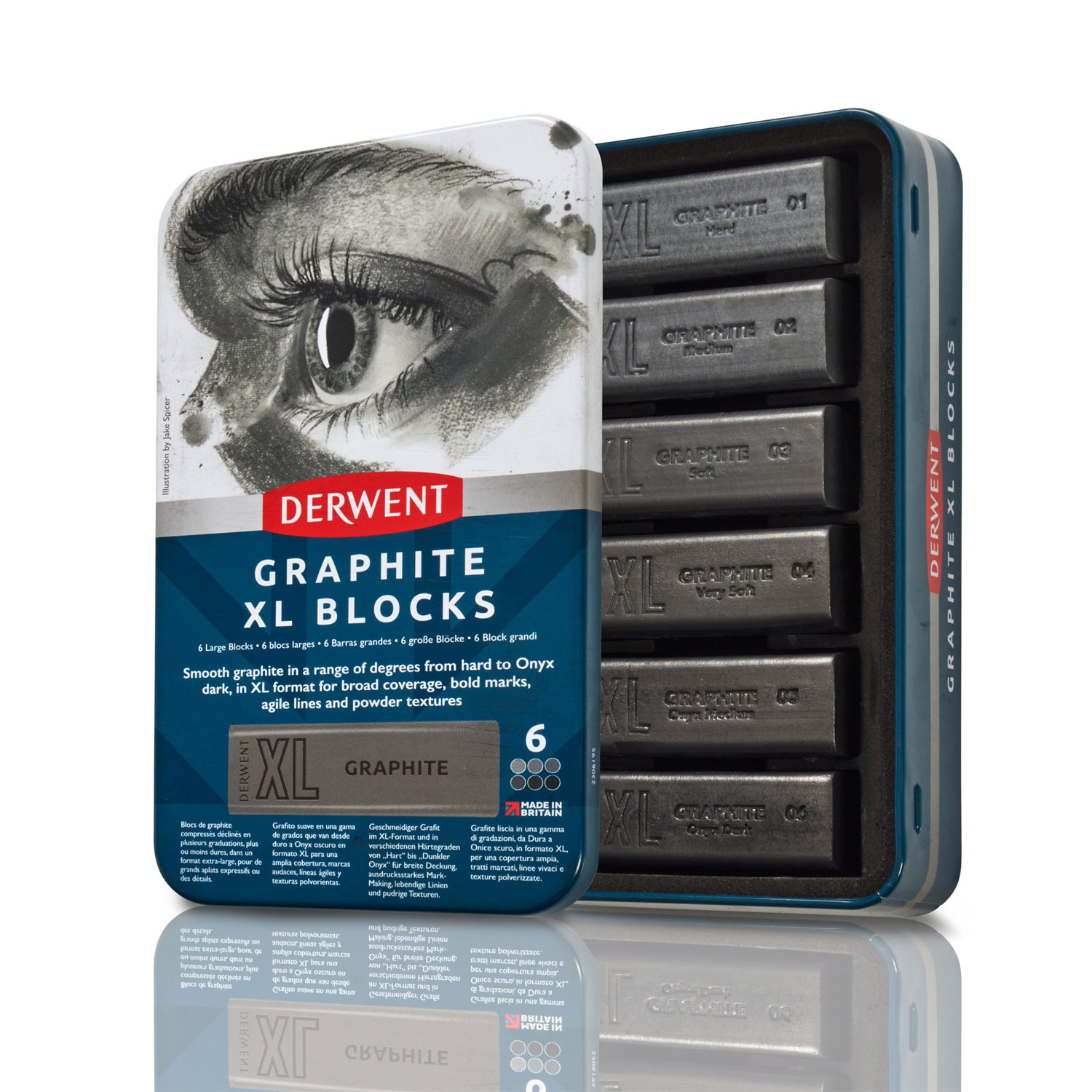Carbune Xl Solubil Grafit Cutie Metal 6/Set Inktense Derwent