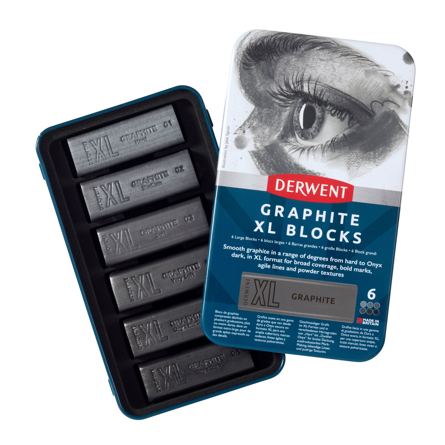 Carbune Xl Solubil Grafit Cutie Metal 6/Set Inktense Derwent