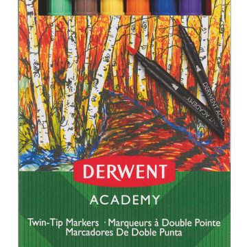 Markere 2 Capete Varf Pensula 8 Buc/Set Derwent Academy