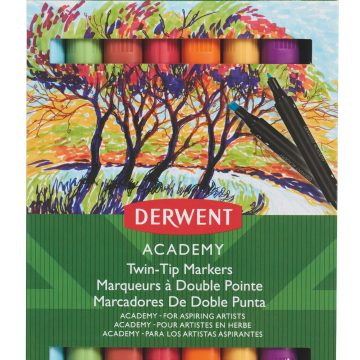 Markere 2 Capete Varf Tesit 8 Buc/Set Derwent Academy