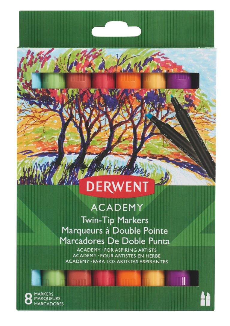 Markere 2 Capete Varf Tesit 8 Buc/Set Derwent Academy