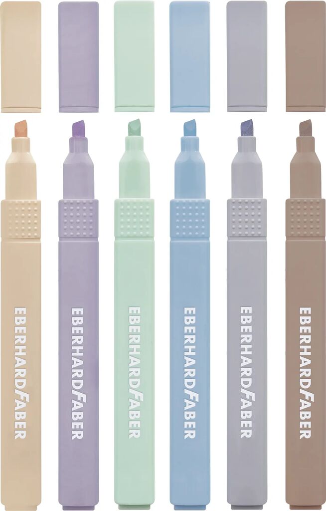 Textmarker Slim Patrat Set 6 Buc Nuante Naturale Eberhard Faber