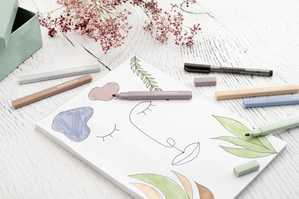 Textmarker Slim Patrat Set 6 Buc Nuante Naturale Eberhard Faber