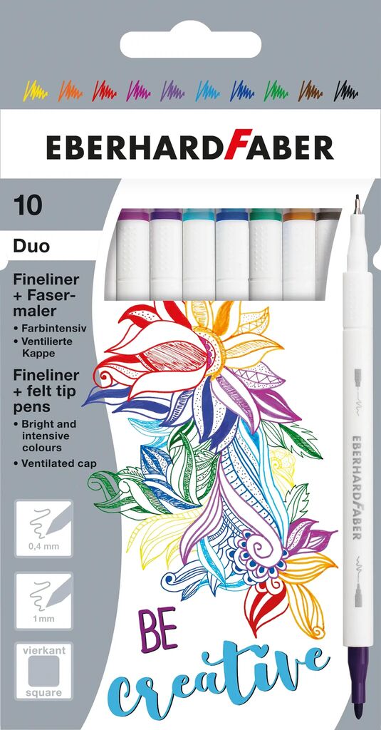 Carioci 10 Culori 2 Capete (Carioca+Liner) Eberhard Faber