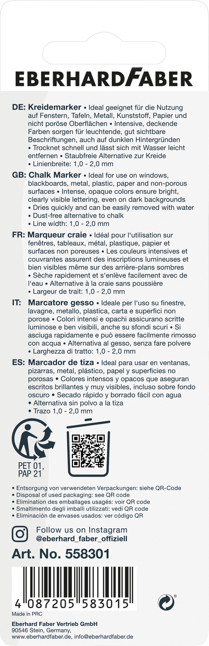 Blister Marker Creta Alb Eberhard Faber