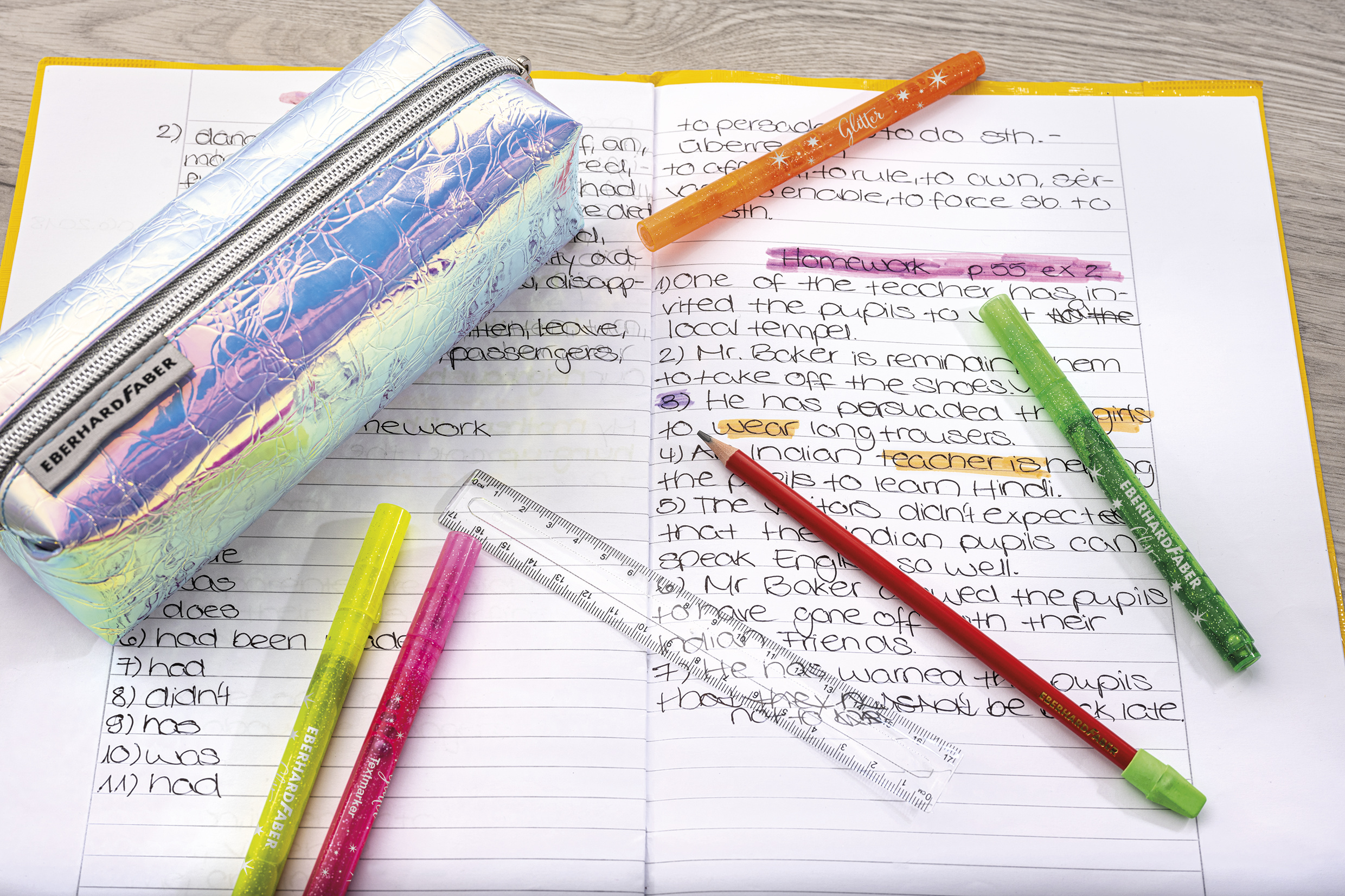 Penar Etui Tubular Glitter Flip Flop Argintiu Eberhard Faber