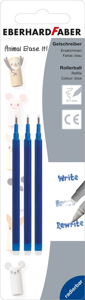 Mina Roller 0.7mm Albastra 3/Set Erasable Eberhard Faber