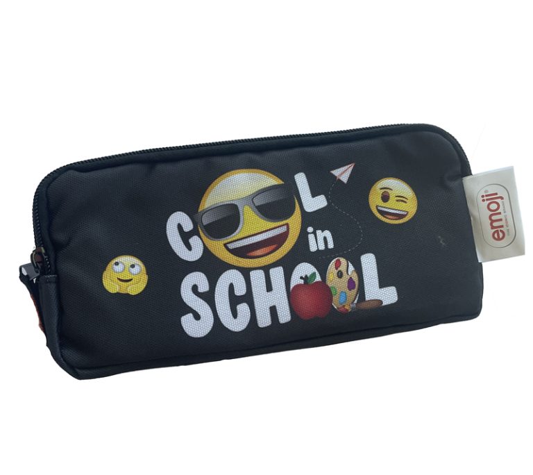 Penar Etui Dreptunghiular 3 Fermoare Negru School Emoji Pigna