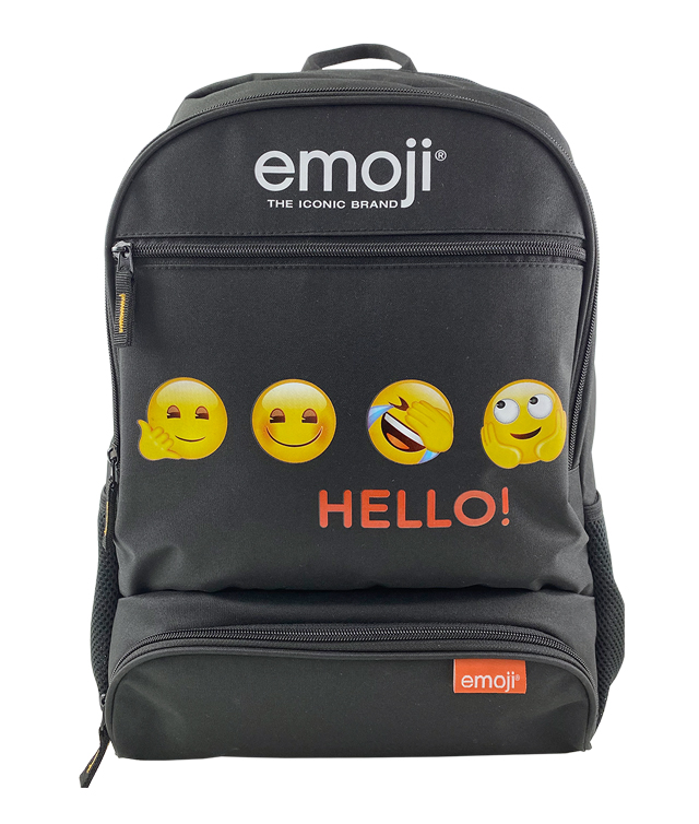 Ghiozdan Gimnaziu Emoji Clasic Negru Hello Pigna