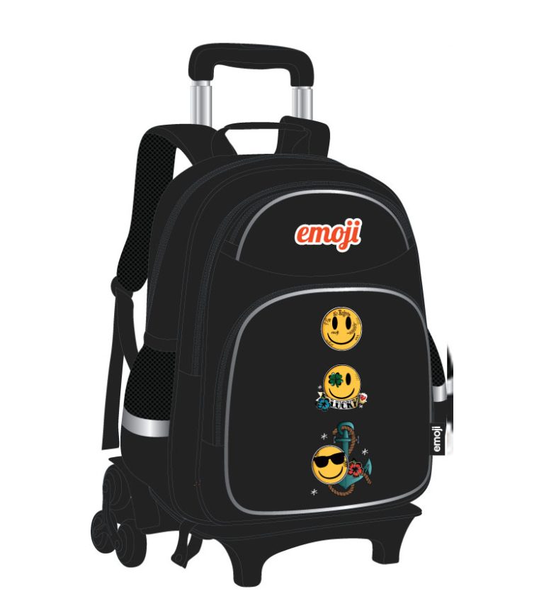 Ghiozdan Troller Gimnaziu Emoji Negru Pigna