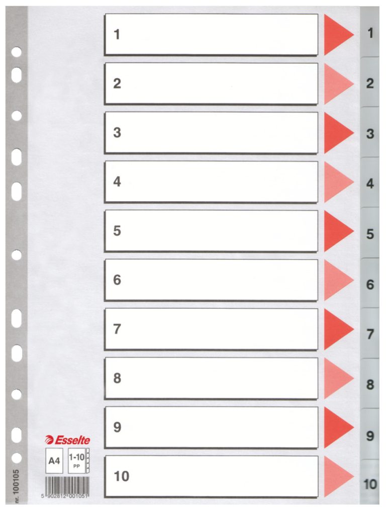 Separatoare Index Plastic 1-10 Esselte
