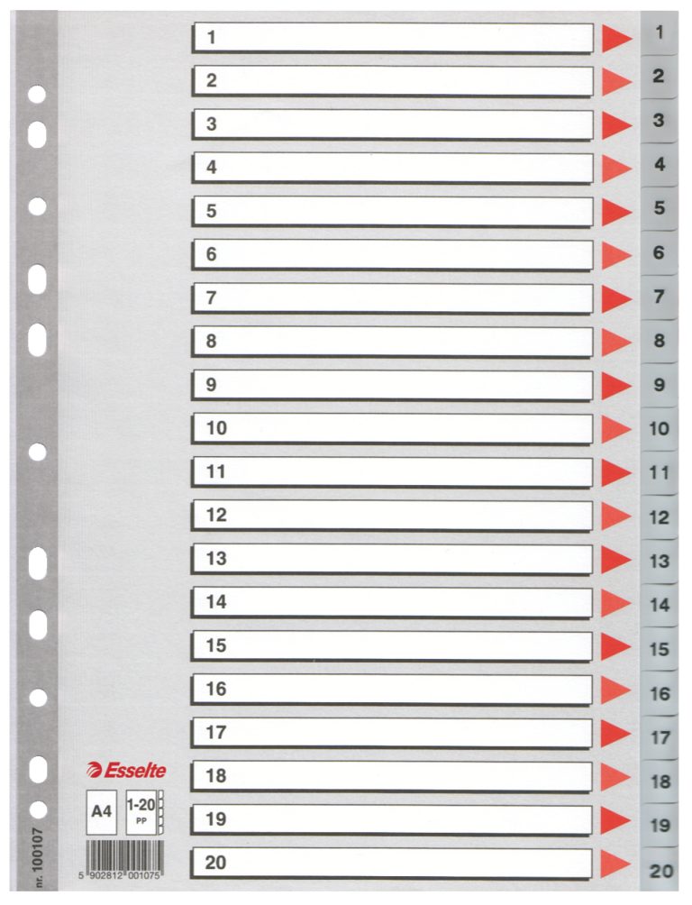 Separatoare Index Plastic 1-20 Esselte