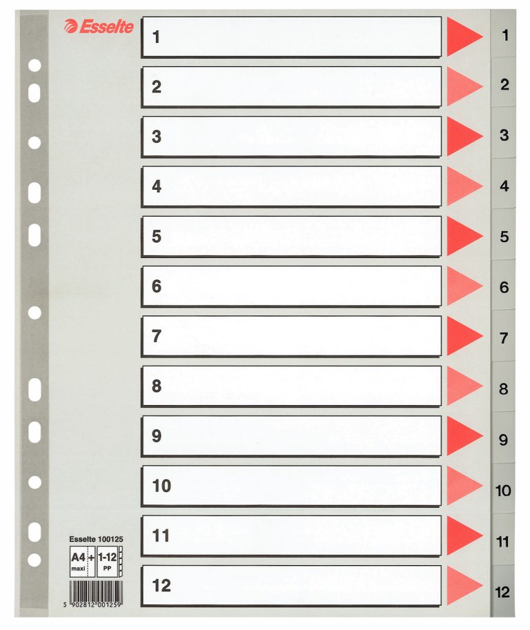 Separatoare Index Plastic 1-12 Maxi Esselte