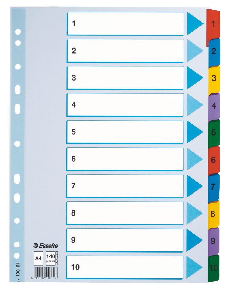 Separatoare Index Carton 1-10 Mylar Esselte