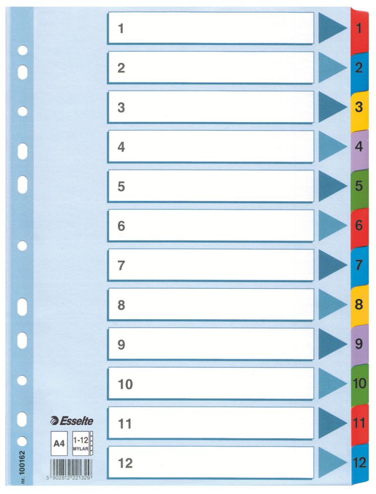 Separatoare Index Carton 1-12 Mylar Esselte