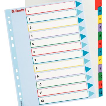 Separatoare Index Plastic 1-12 Reinscriptibil Esselte