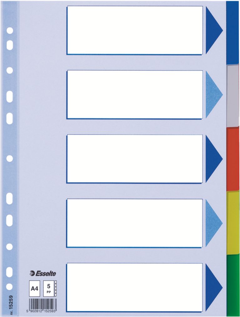 Separatoare Index Plastic 5 Culori Esselte