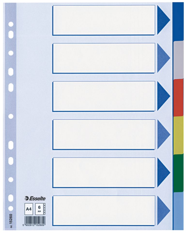 Separatoare Index Plastic 6 Culori Esselte