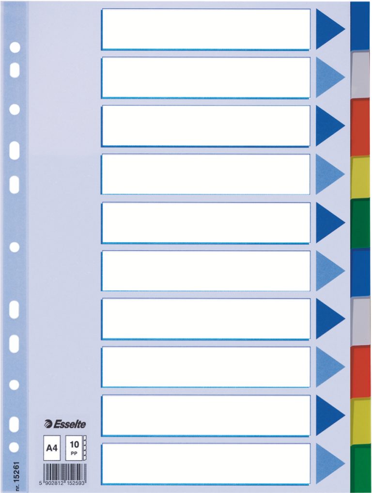 Separatoare Index Plastic 10 Culori Esselte