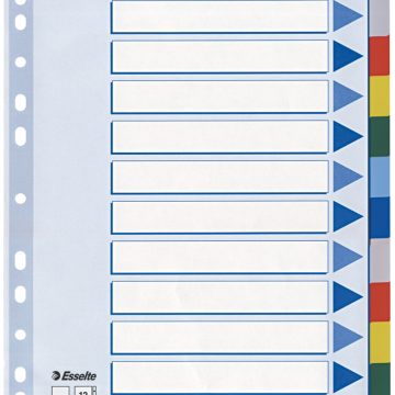 Separatoare Index Plastic 12 Culori Esselte