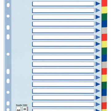 Separatoare Index Plastic 20 Culori Esselte