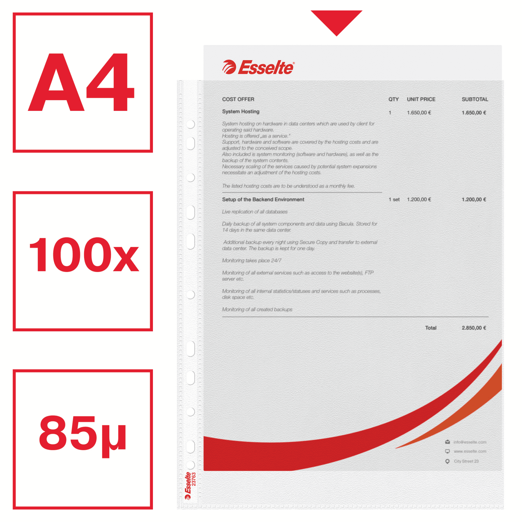 Folie Protectie A4 85 Microni 100/Set Esselte