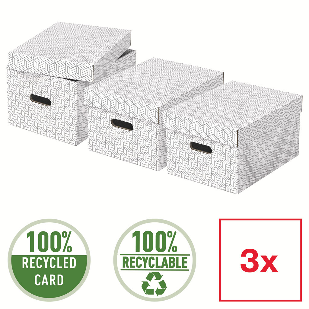 Cutie Depozitare Cu Capac 36 X 26 X 20cm Alba Recycled Fsc 3/Set Esselte