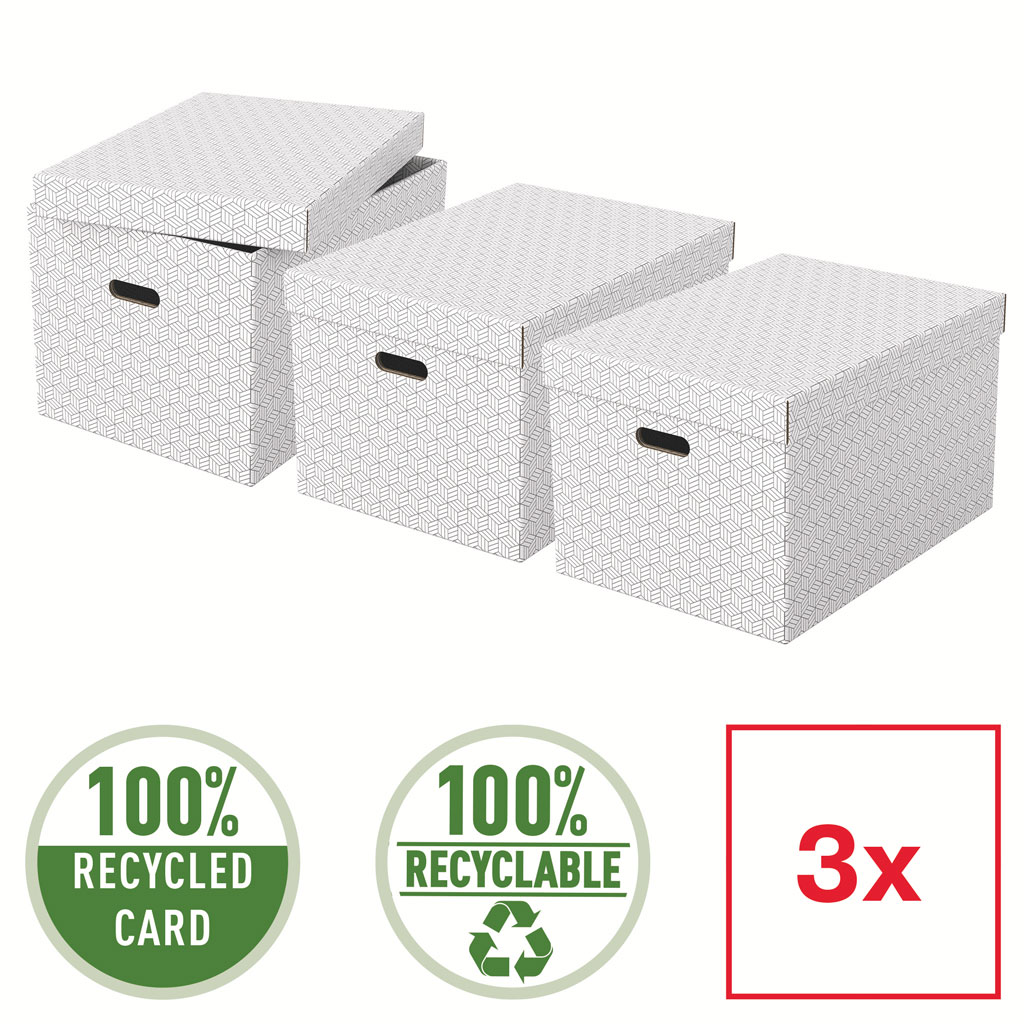 Cutie Depozitare Cu Capac 51 X 35 X 30cm Alba Recycled Fsc 3/Set Esselte