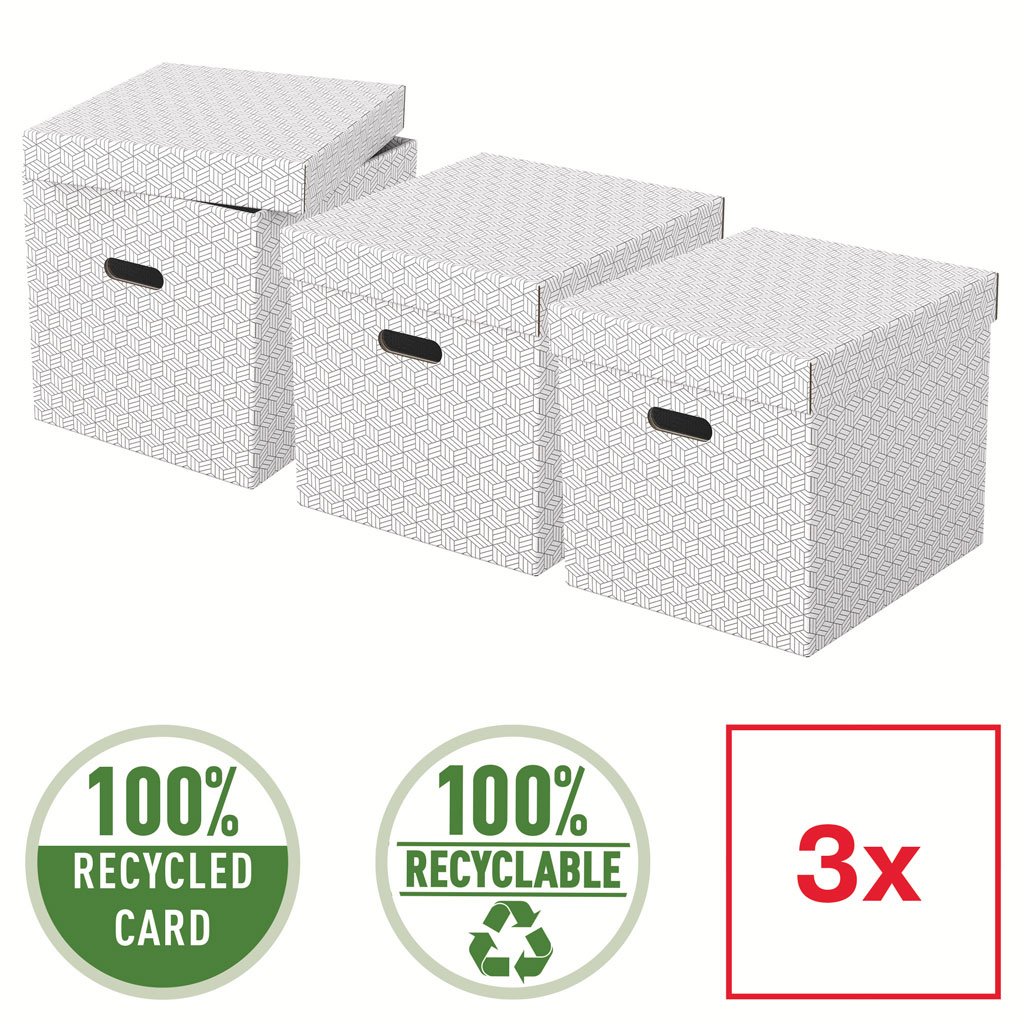 Cutie Depozitare Cu Capac 36 X 32 X 31cm Alba Recycled Fsc 3/Set Esselte