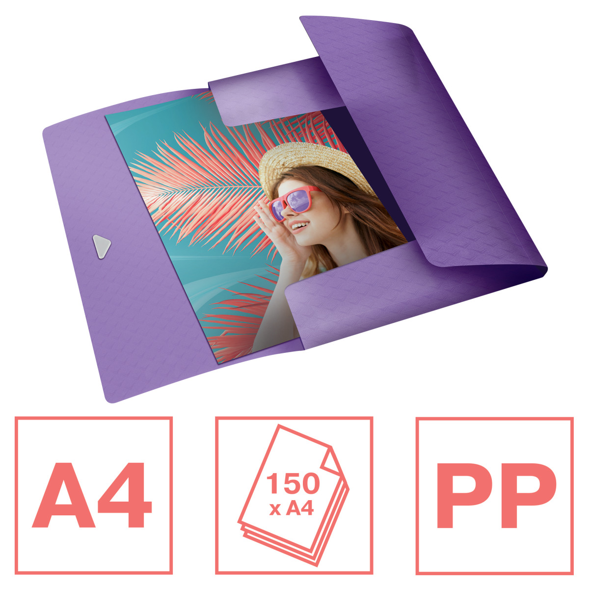 Mapa Plastic Cu Elastic Lavanda 150 Coli Reciclabila Colour'Breeze Esselte