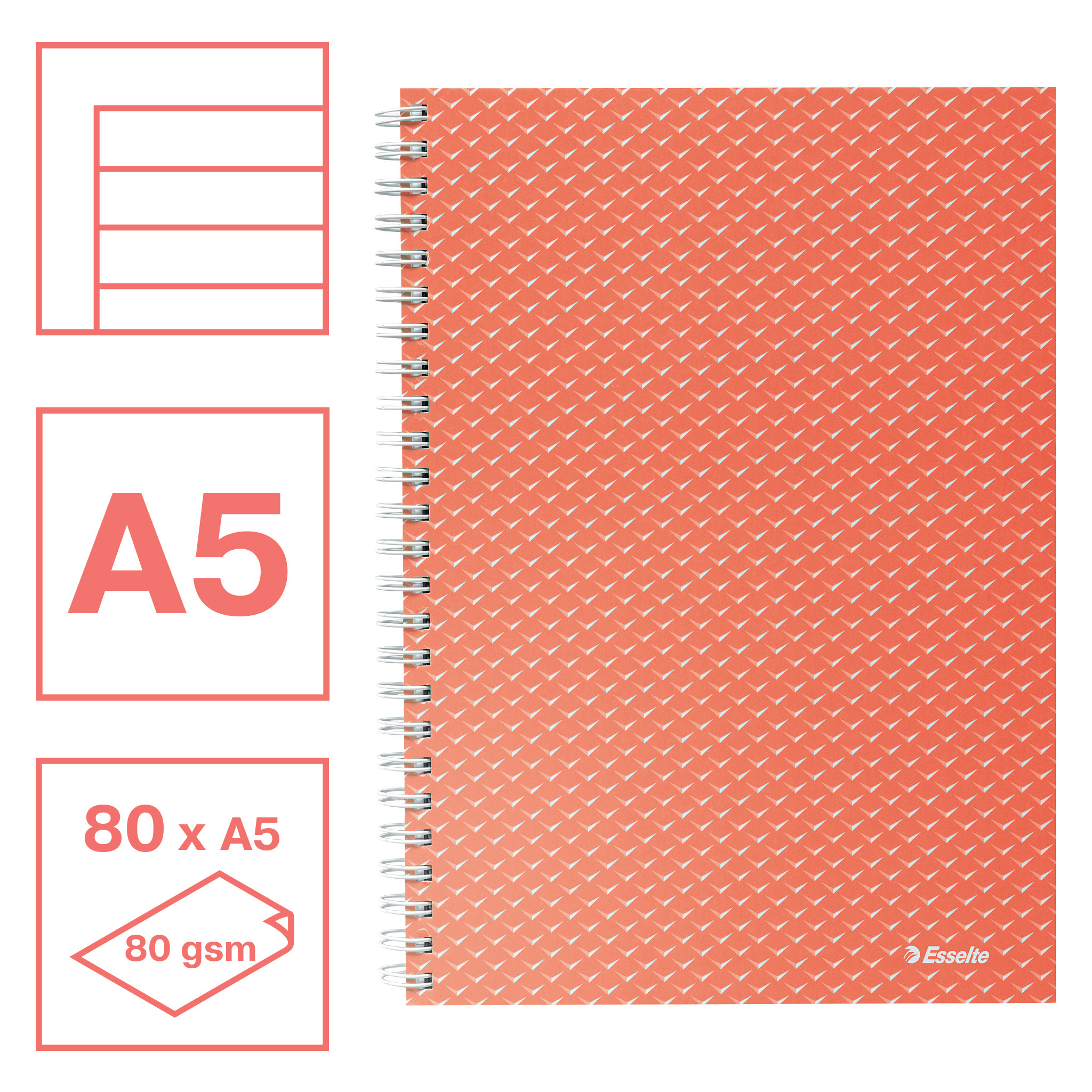 Caiet Birou Spira A5 80 File Dictando Corai Coperta Carton Colour'Breeze Esselte
