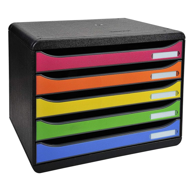 Cabinet 5 Sertare Landscape Negru/Multicolor Exacompta
