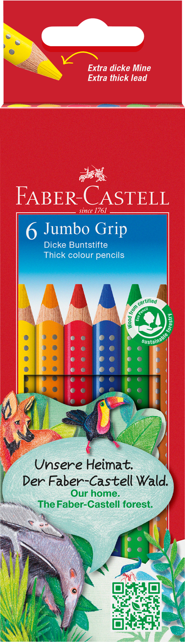 Creioane Colorate 6 Culori Jumbo Grip Faber-Castell