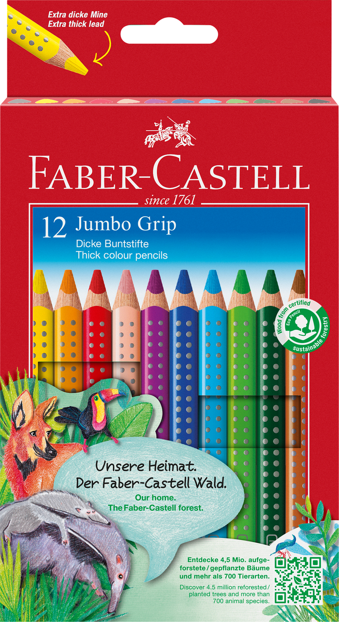 Creioane Colorate 12 Culori Jumbo Grip Faber-Castell