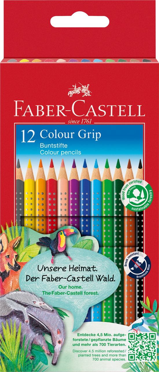 Creioane Colorate 12 Culori Grip 2001 Faber-Castell