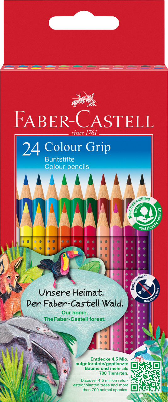 Creioane Colorate 24 Culori Grip 2001 Faber-Castell