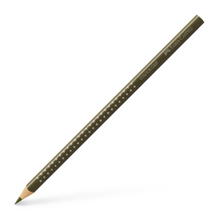 Creion Colorat Grip Verde Oliv Galbui Faber-Castell