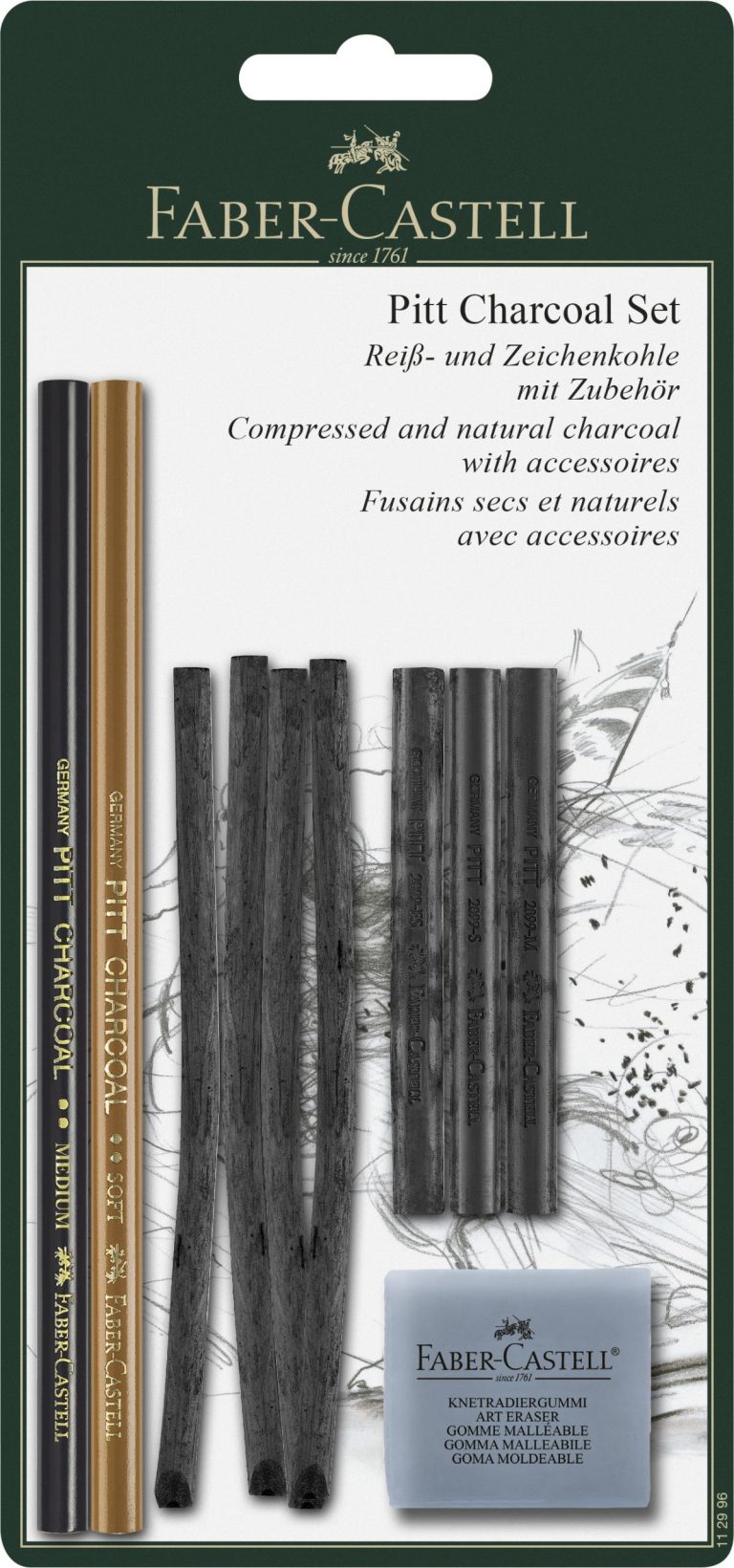 Blister Set 10 Bucati Pitt Monochrome Carbune Faber-Castell