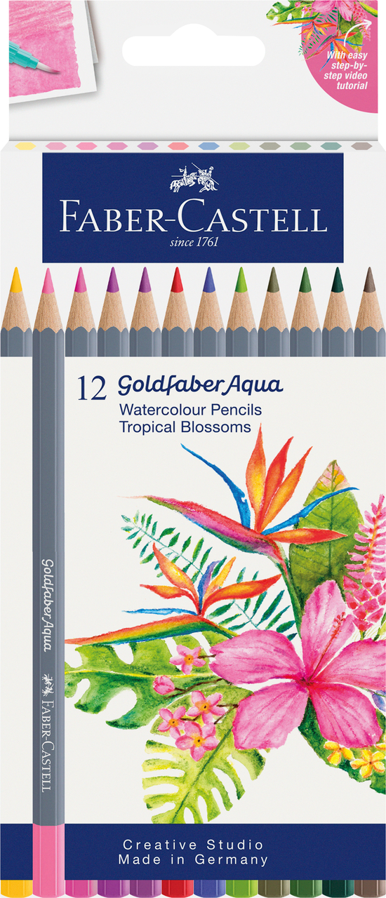 Creioane Colorate Aquarelle 12 Culori Goldfaber Tropical Collection Faber-Castell