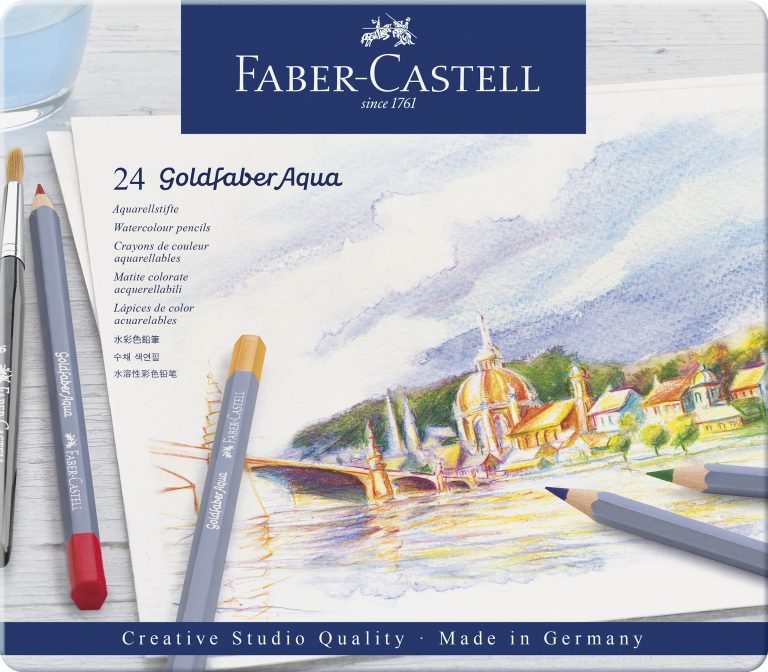 Creioane Colorate Aquarelle 24 Culori Goldfaber Cut. Metal Faber