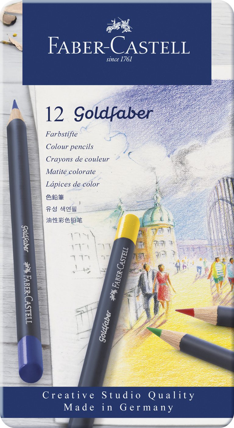Creioane Colorate 12 Culori Goldfaber Cutie Metal Faber-Castell
