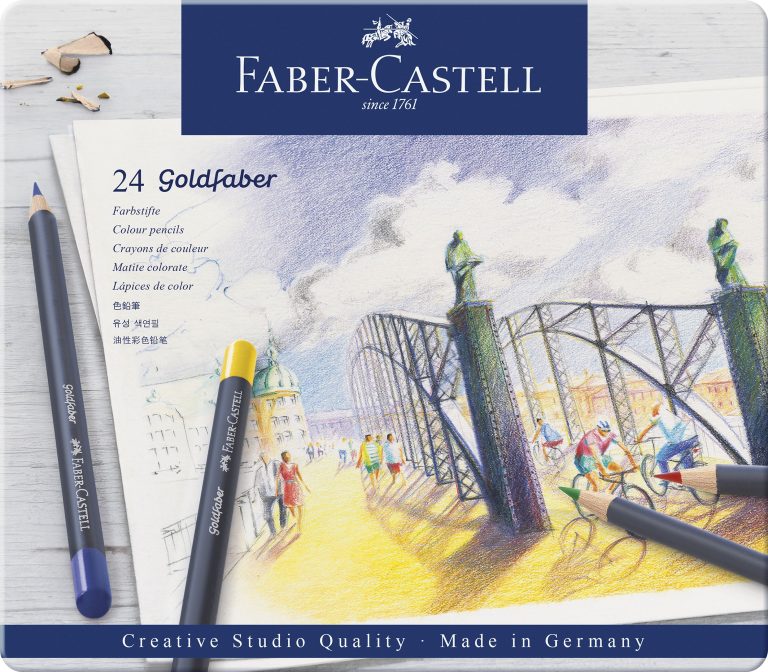 Creioane Colorate 24 Culori Goldfaber Cutie Metal Faber-Castell
