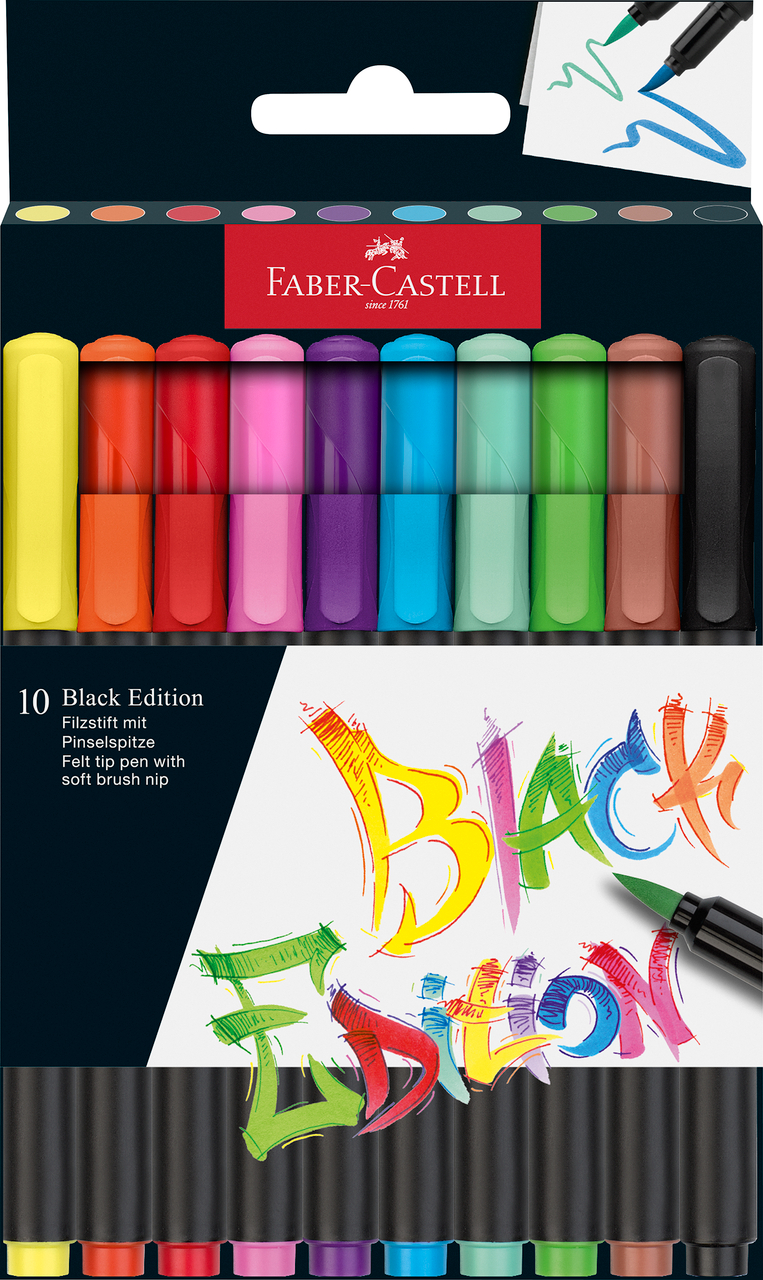 Brush Pens Black Edition Set 10 Culori Faber-Castell